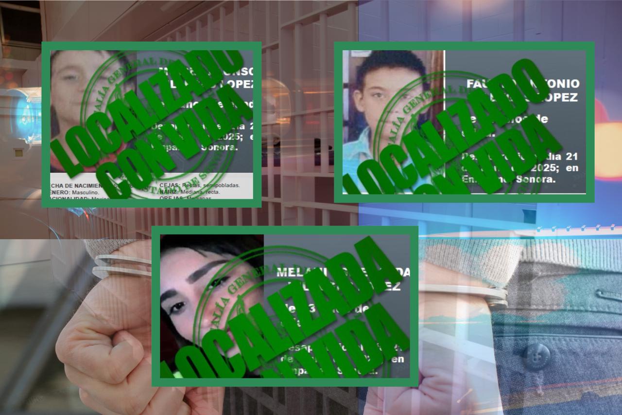 Localizan sanos a tres menores desaparecidos en Sonora