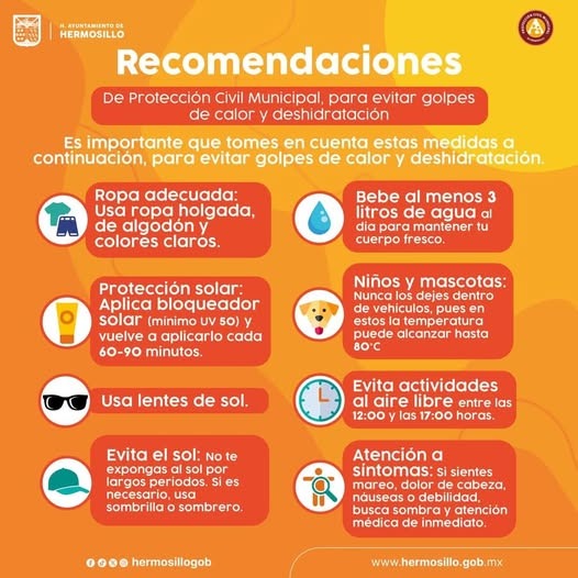 Gobierno Municipal refuerza acciones ante calor extremo en&nbsp;Hermosillo