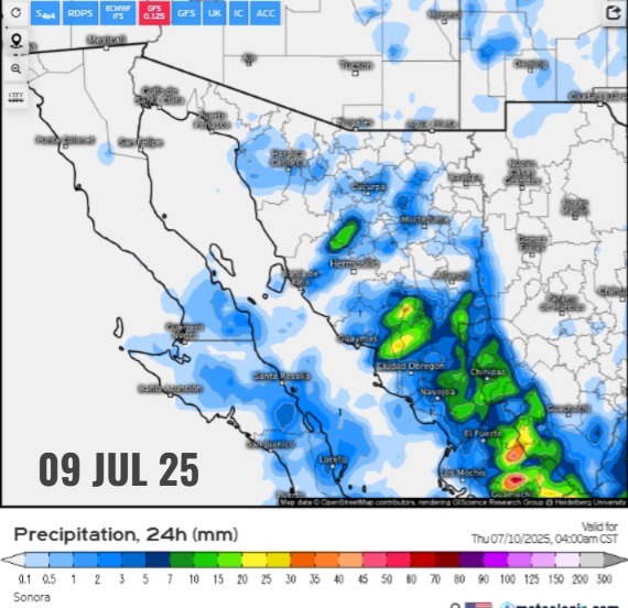 Pronóstico del tiempo en Sonora: calor extremo y&nbsp;lluvias