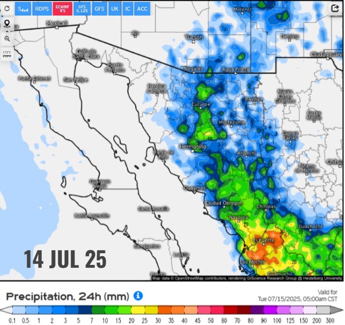 Pronóstico del tiempo para&nbsp;Sonora