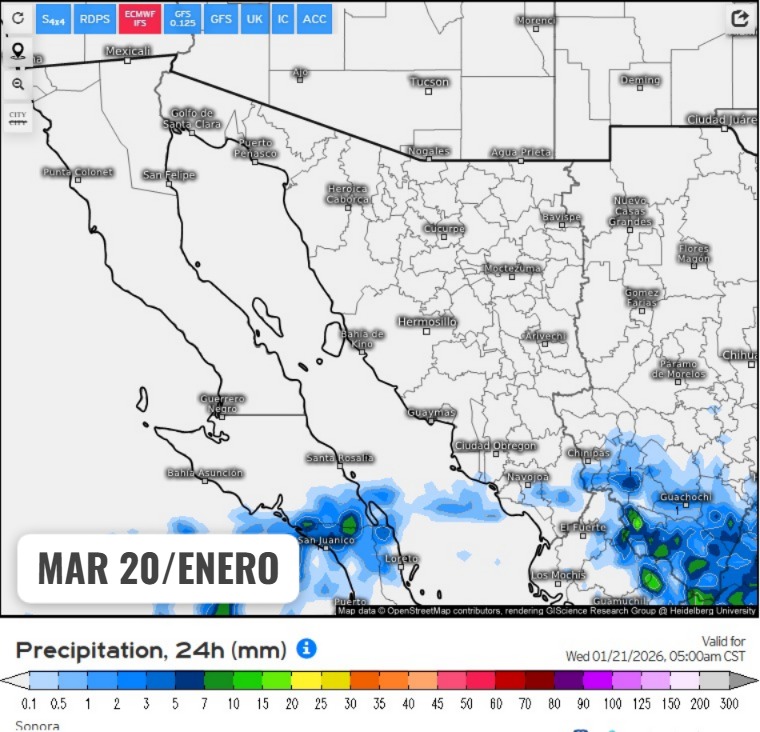 Pronóstico del Tiempo para&nbsp;Sonora