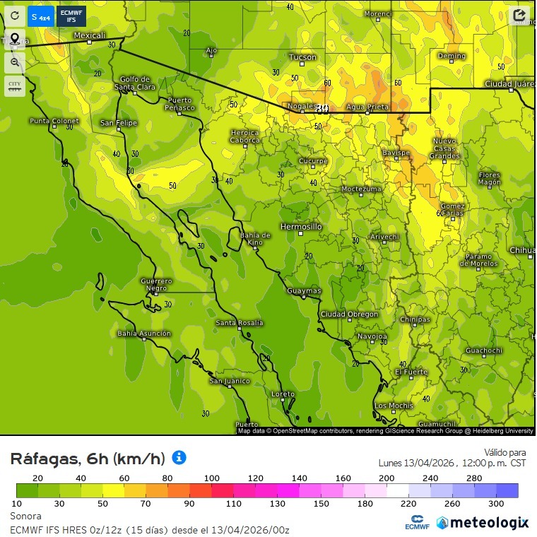 Frente frío 44 provoca vientos fuertes y descenso de temperatura en&nbsp;Sonora